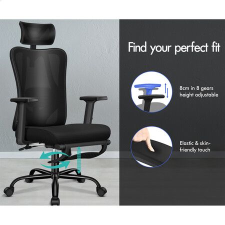 ALFORDSON Mesh Office Chair Ergonomic Executive Seat All Black