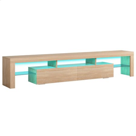 ALFORDSON Entertainment Unit TV Stand LED Light 200cm Oak