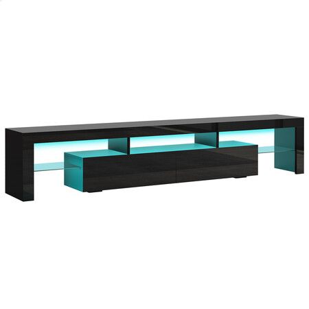 ALFORDSON Entertainment Unit TV Stand LED Light 200cm Black