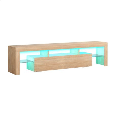 ALFORDSON Entertainment Unit TV Stand LED Light 160cm Oak