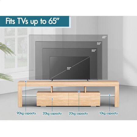 ALFORDSON Entertainment Unit TV Stand LED Light 160cm Oak