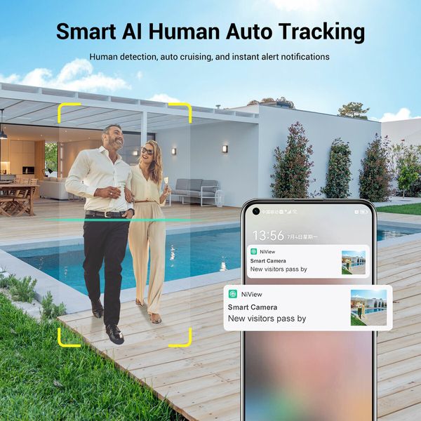 4G Home Security Camerax2 Solar Powered Wireless CCTV Outdoor House Surveillance LTE Cellular Spy System with Dual Lens 4MP PTZ Motion Sensor Batteries