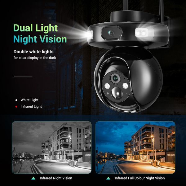 4G Home Security Camerax2 Solar Powered Wireless CCTV Outdoor House Surveillance LTE Cellular Spy System with Dual Lens 4MP PTZ Motion Sensor Batteries