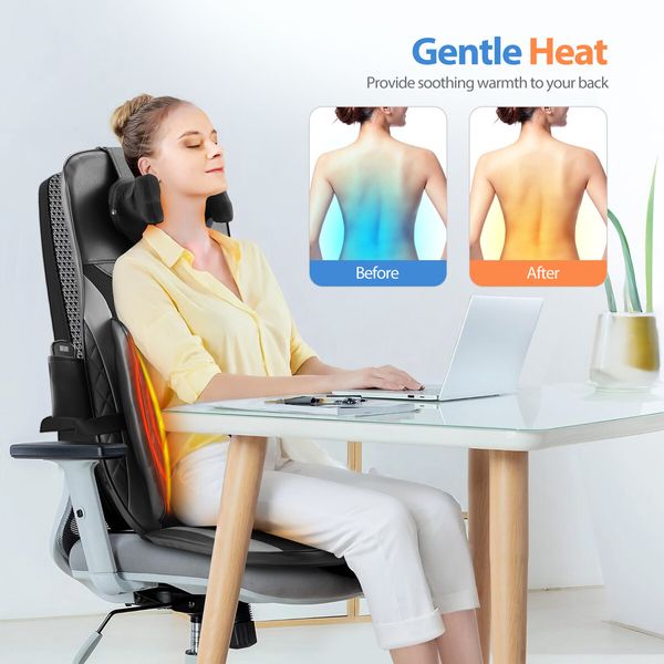 Full Body Massage Cushion Chair Back Neck Massager Seat Shiatsu Massaging Pad Vibration Heat Kneading Rolling with Remote Pillow Homasa