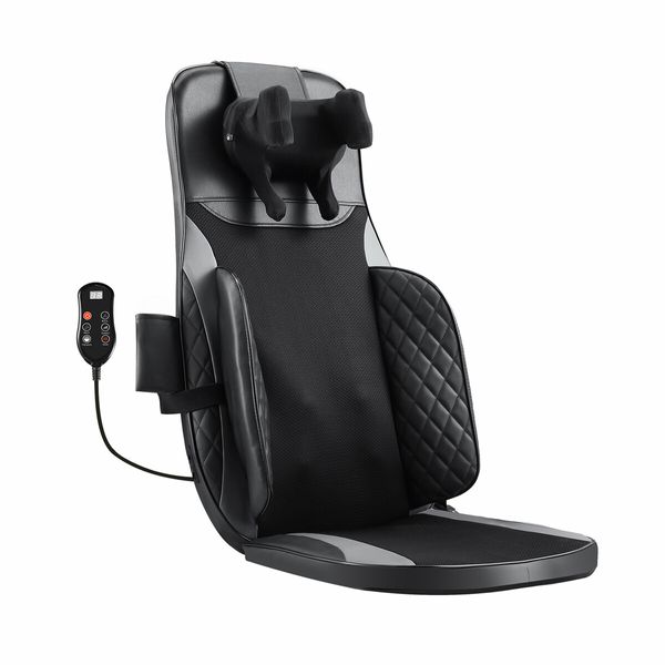 Full Body Massage Cushion Chair Back Neck Massager Seat Shiatsu Massaging Pad Vibration Heat Kneading Rolling with Remote Pillow Homasa