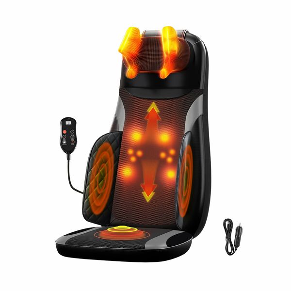 Full Body Massage Cushion Chair Back Neck Massager Seat Shiatsu Massaging Pad Vibration Heat Kneading Rolling with Remote Pillow Homasa