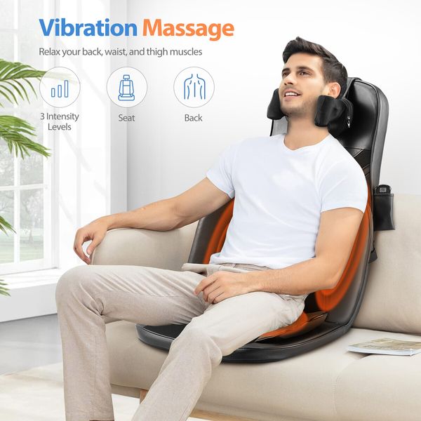 Full Body Massage Cushion Shiatsu Back Neck Massager Chair Pad Massaging Seat Kneading Rolling Heat Vibration with Remote Pillow Homasa