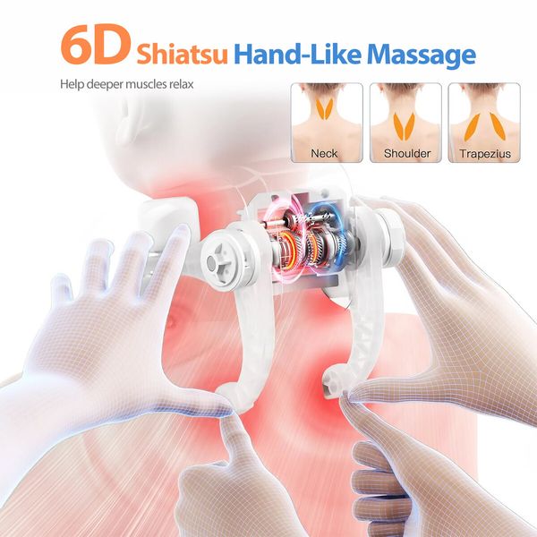 Full Body Massage Cushion Shiatsu Back Neck Massager Chair Pad Massaging Seat Kneading Rolling Heat Vibration with Remote Pillow Homasa