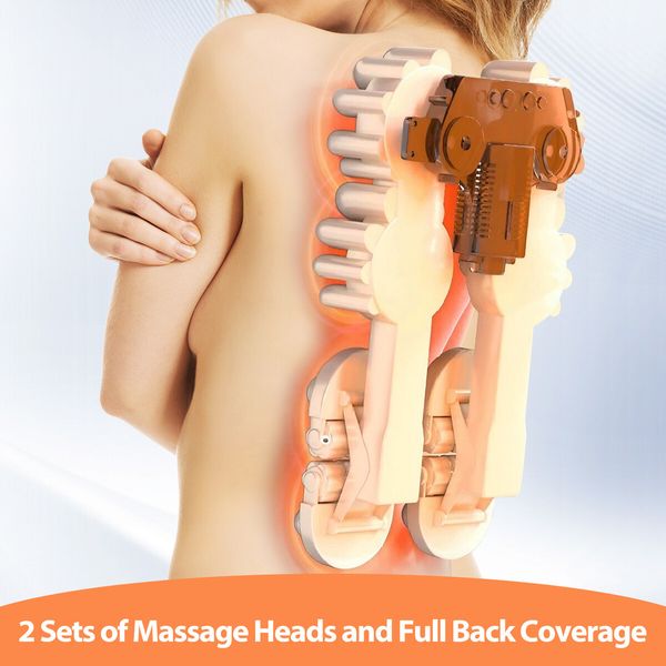 Full Body Massage Cushion Shiatsu Back Neck Massager Chair Pad Massaging Seat Kneading Rolling Heat Vibration with Remote Pillow Homasa