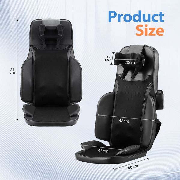 Full Body Massage Cushion Shiatsu Back Neck Massager Chair Pad Massaging Seat Kneading Rolling Heat Vibration with Remote Pillow Homasa