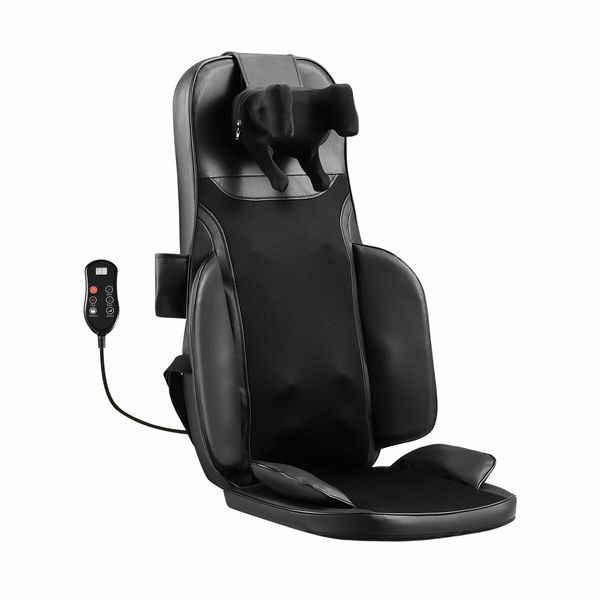 Full Body Massage Cushion Shiatsu Back Neck Massager Chair Pad Massaging Seat Kneading Rolling Heat Vibration with Remote Pillow Homasa