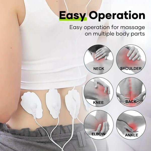 TENS EMS Muscle Stimulator Electric Massager Machine Portable Back Neck Nerve Knee Massage Device Rechargeable Unit 16 Modes Black