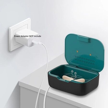 Hearing Aids Dryer Dehumidifier Led Uv Drying Case Timing and 2 Temperature Mode Type C Power Hearing Aid Maintenance Care Accessory