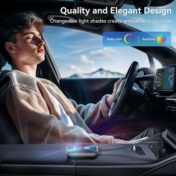 Wireless CarPlay Adapter,2 in 1 Wireless CarPlay & Android Auto Adapter Converts Factory Wired CarPlay to Wireless,Plug and Play Car Play Wireless Adapter