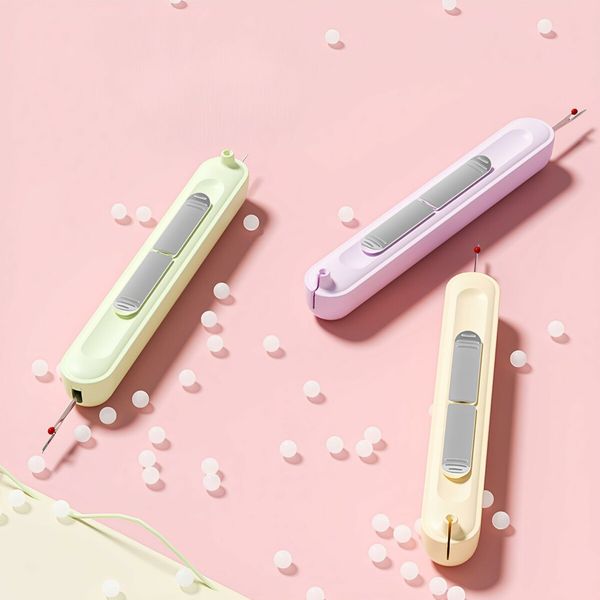 2 in 1 Automatic Needle Threaders Seam Ripper,Quilting Supplies Sewing Kit,Quick Sewing Machine Loop Needle Threaders,Purple