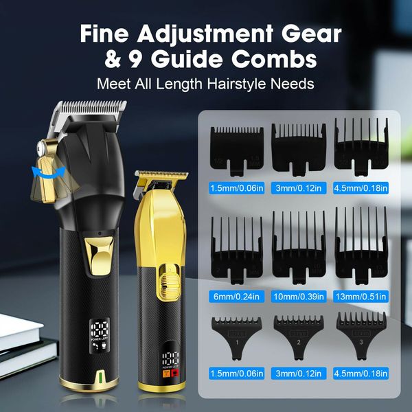 Professional Hair Clippers Set for Men Cordless Barber Kit for Haircut Trimmers Set Hair Cutting Kit with LED Display & Rechargeable