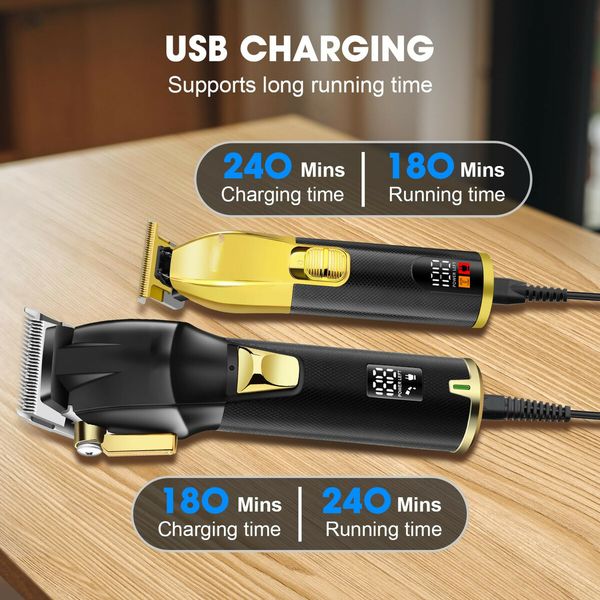 Professional Hair Clippers Set for Men Cordless Barber Kit for Haircut Trimmers Set Hair Cutting Kit with LED Display & Rechargeable