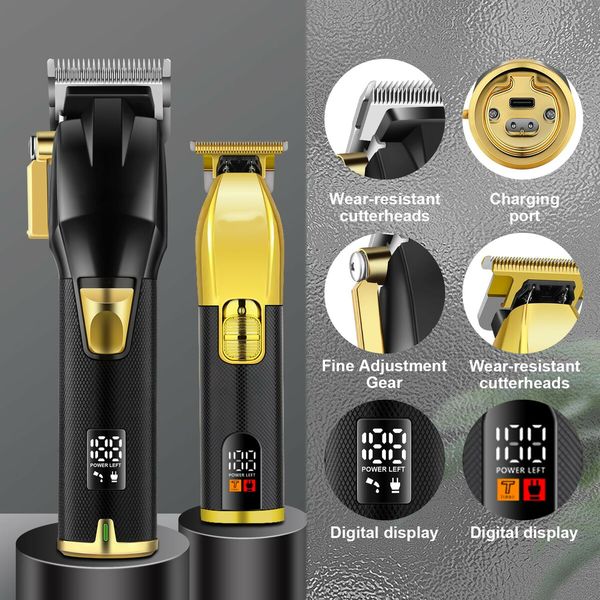 Professional Hair Clippers Set for Men Cordless Barber Kit for Haircut Trimmers Set Hair Cutting Kit with LED Display & Rechargeable