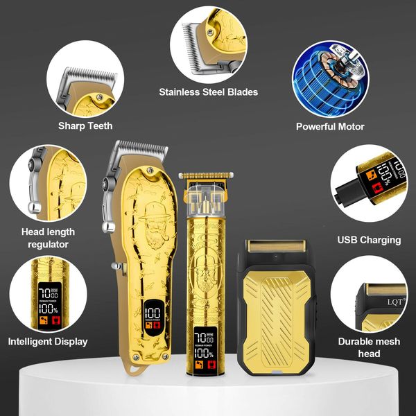Professional Hair Clipper Set for Men Electric Shaver Razor Cordless Hair Cutting Barber Clippers Beard Trimmer Men’s Grooming Kit