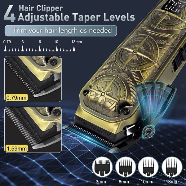Professional Hair Clippers 3 in 1 Hair Trimmer Beard Trimmer Electric Shavers Razor for Men Cordless Beard Grooming Set LCD Display