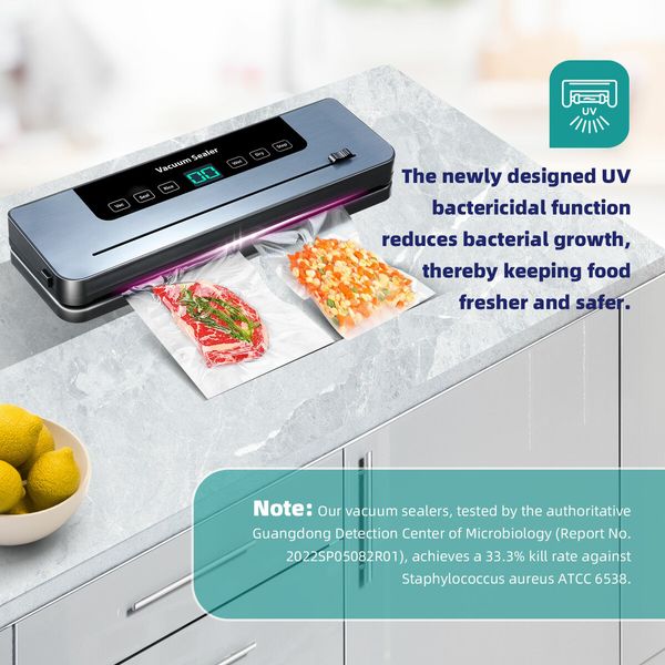 Kitchen Vacuum Sealer Fresh Meat Dry Wet Food Saver Storage Machine Heat Packing 80Kpa 120W Countertop Automatic Airtight Sous Vide Vac Jar with Bags