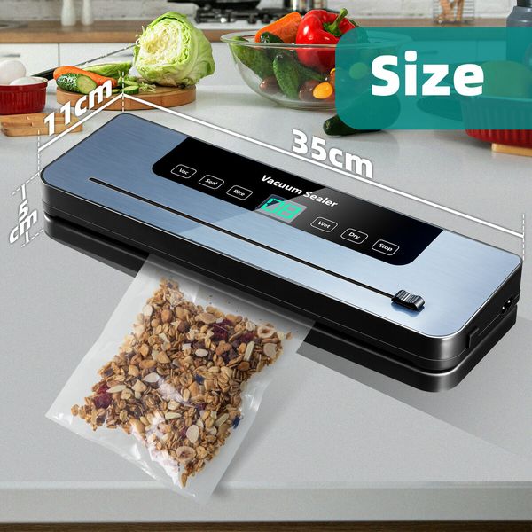 Kitchen Vacuum Sealer Fresh Meat Dry Wet Food Saver Storage Machine Heat Packing 80Kpa 120W Countertop Automatic Airtight Sous Vide Vac Jar with Bags