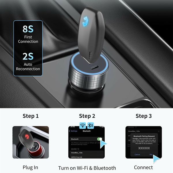 Carplay & Android Auto Wireless Adapter - 2in1 Car Connect Pro,Mini Wireless Carplay Adapter,Fast & Stable Plug and Play