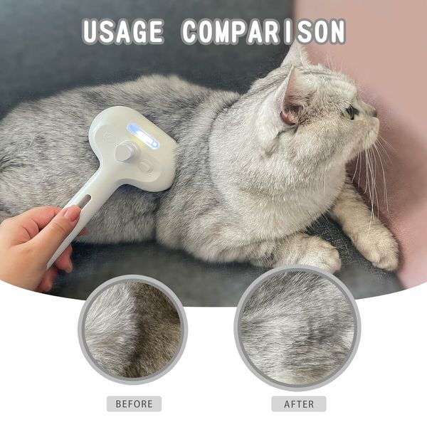 Spray Cat Brush for Shedding, Water Brush for Cats and Dogs, Pet Hair Removal Comb with Water Tank and Release Button (White)