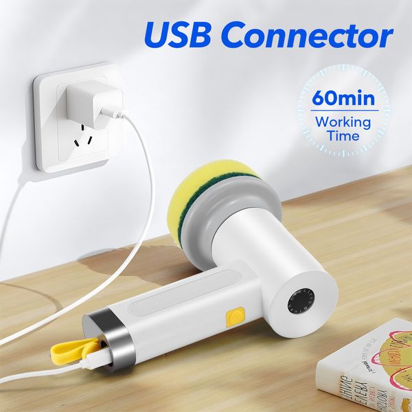Electric Spin Scrubber Cordless Home Car Power Cleaning Brush 4 Heads for Toilet Bath Tub Tile Floor Wall Shower Grout Window Kitchen Sink