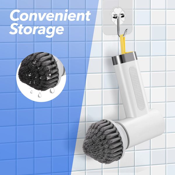 Electric Spin Scrubber Cordless Home Car Power Cleaning Brush 4 Heads for Toilet Bath Tub Tile Floor Wall Shower Grout Window Kitchen Sink