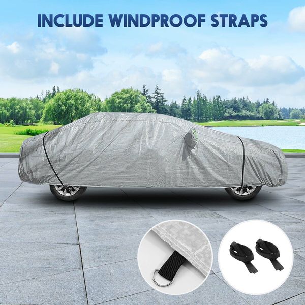 Waterproof Car Cover Auto Automobile Outdoor Heavy Duty Protection All Weather Full Vehicle Protector Dust Wind UV Proof with Storage Bag 3XL