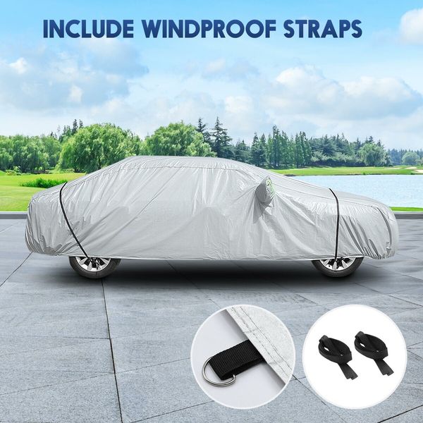Waterproof Car Cover Automobile Auto Outdoor Protection Heavy Duty All Weather Full Vehicle Protector Dust Wind UV Proof with Storage Bag 3XXL