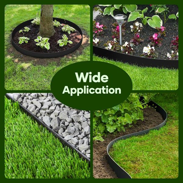 Garden Bed Edging Lawn 20mx15cm Border Landscape Edge Flexible DIY Fence Barrier Path Driveway Plant Grass Flower Support Plastic Roll Kit