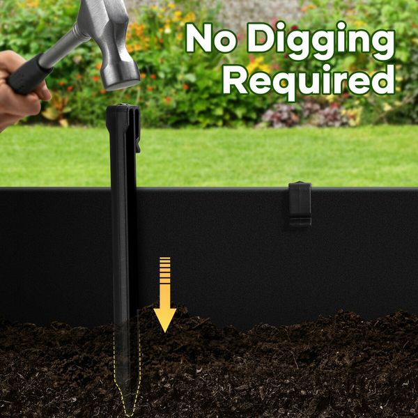 Garden Bed Edging Lawn 20mx15cm Border Landscape Edge Flexible DIY Fence Barrier Path Driveway Plant Grass Flower Support Plastic Roll Kit