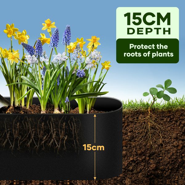 Garden Bed Edging Lawn 20mx15cm Border Landscape Edge Flexible DIY Fence Barrier Path Driveway Plant Grass Flower Support Plastic Roll Kit