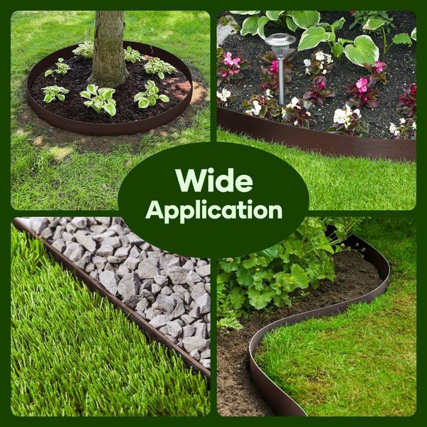 Garden Bed Edging Lawn Border Landscape Edge Flexible 20mx15cm DIY Fence Barrier Path Driveway Plant Grass Flower Support Plastic Roll Kit