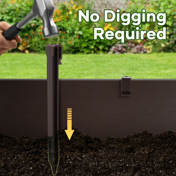 Garden Bed Edging Lawn Border Landscape Edge Flexible 20mx15cm DIY Fence Barrier Path Driveway Plant Grass Flower Support Plastic Roll Kit