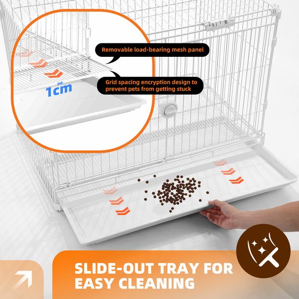 Dog Pet Crate Kennel Cat Cage Puppy Pen Bunny Enclosure Indoor Portable Metal Wire with Sliding Double Door Removable Tray Detachable Top