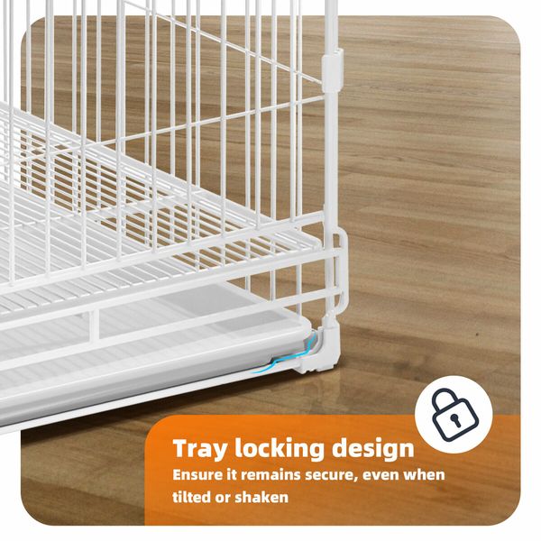 Dog Pet Crate Kennel Cat Cage Puppy Pen Bunny Enclosure Indoor Portable Metal Wire with Sliding Double Door Removable Tray Detachable Top