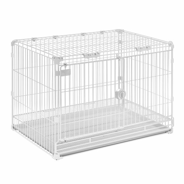 Dog Pet Crate Kennel Cat Cage Puppy Pen Bunny Enclosure Indoor Portable Metal Wire with Sliding Double Door Removable Tray Detachable Top