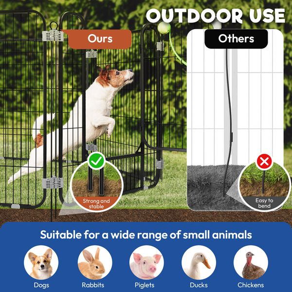 6 Panel Dog Kennel Cage Cat Enclosure Pet Fence Puppy Pen Rabbit Playpen Crate Ferret Guinea Pig Bunny Barrier Gate Outdoor Indoor