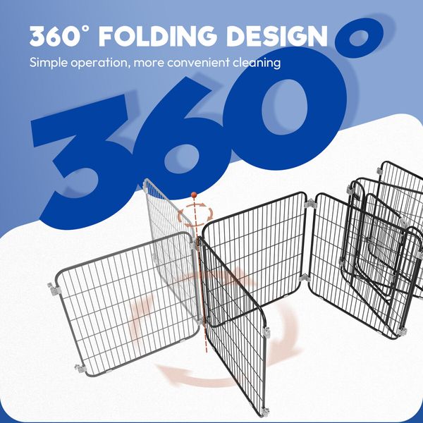 6 Panel Dog Kennel Cage Cat Enclosure Pet Fence Puppy Pen Rabbit Playpen Crate Ferret Guinea Pig Bunny Barrier Gate Outdoor Indoor