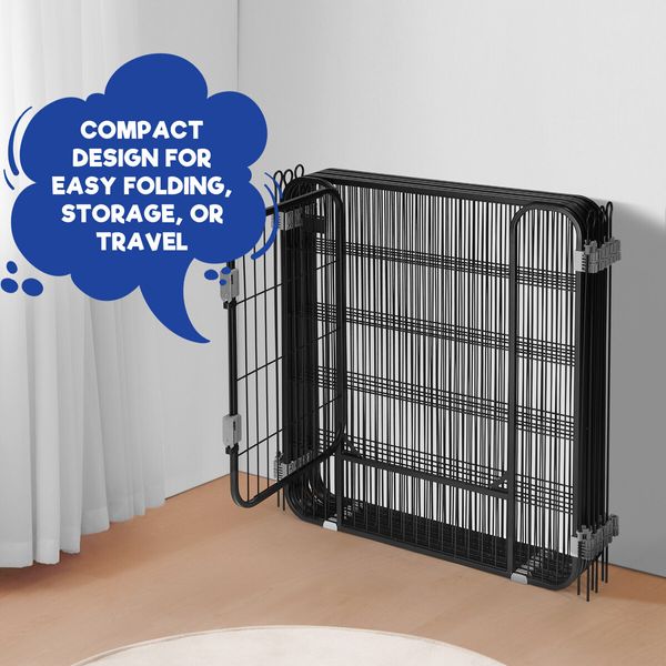 6 Panel Dog Kennel Cage Cat Enclosure Pet Fence Puppy Pen Rabbit Playpen Crate Ferret Guinea Pig Bunny Barrier Gate Outdoor Indoor