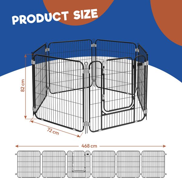 6 Panel Dog Kennel Cage Cat Enclosure Pet Fence Puppy Pen Rabbit Playpen Crate Ferret Guinea Pig Bunny Barrier Gate Outdoor Indoor