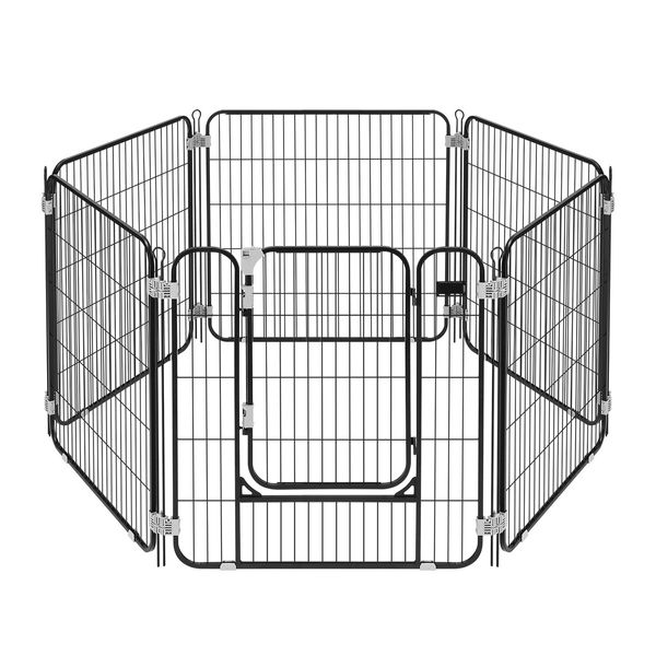 6 Panel Dog Kennel Cage Cat Enclosure Pet Fence Puppy Pen Rabbit Playpen Crate Ferret Guinea Pig Bunny Barrier Gate Outdoor Indoor