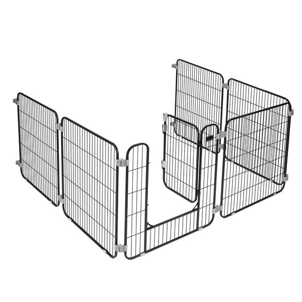 6 Panel Dog Kennel Cage Cat Enclosure Pet Fence Puppy Pen Rabbit Playpen Crate Ferret Guinea Pig Bunny Barrier Gate Outdoor Indoor
