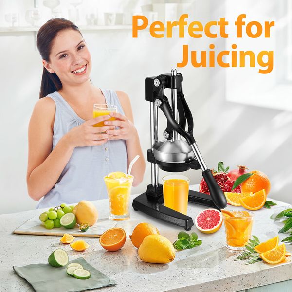 Manual Juicer Fruit Juice Presser Extractor Lemon Squeezer Maker Orange Citrus Hand Press Commercial Home Kitchen Lime Apple Machine Black