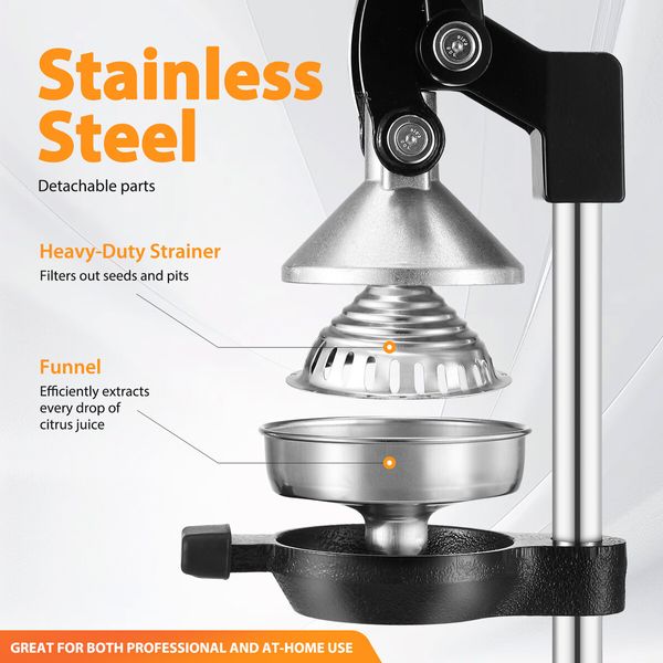 Manual Juicer Fruit Juice Presser Extractor Lemon Squeezer Maker Orange Citrus Hand Press Commercial Home Kitchen Lime Apple Machine Black