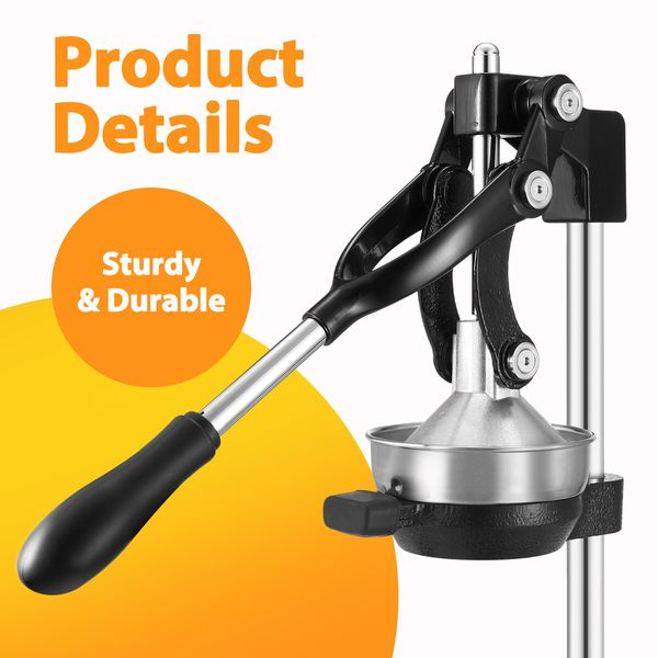 Manual Juicer Fruit Juice Presser Extractor Lemon Squeezer Maker Orange Citrus Hand Press Commercial Home Kitchen Lime Apple Machine Black