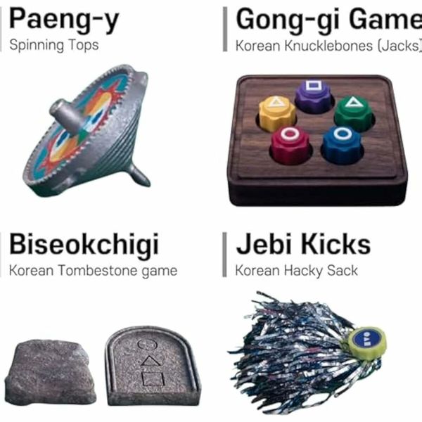 Traditional Korean Game Folk Play Gaming Set Jegichagi Gonggi Biseokchigi Paengy Ddakji Family Night Travel Fun Outdoor Activities